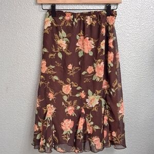 Dress Barn Floral Ruffled Skirt  Size L